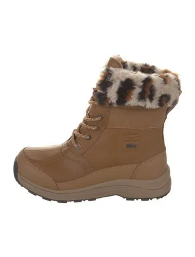 Pre-owned Ugg Leather Animal Print Snow Boots In Neutrals