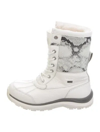 Pre-owned Ugg Leather Animal Print Snow Boots In White