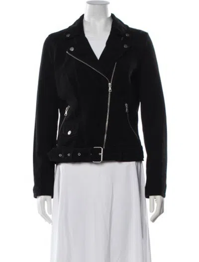 Pre-owned Ugg Leather Biker Jacket In Black