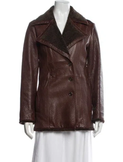 Pre-owned Ugg Leather Biker Jacket In Brown