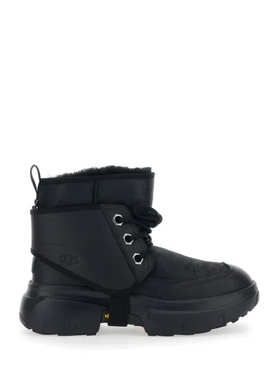 Ugg Leather Blend Platform Boots In Black