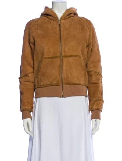 Pre-owned Ugg Leather Bomber Jacket In Brown