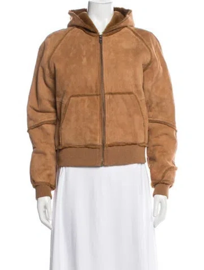 Pre-owned Ugg Leather Bomber Jacket In Brown