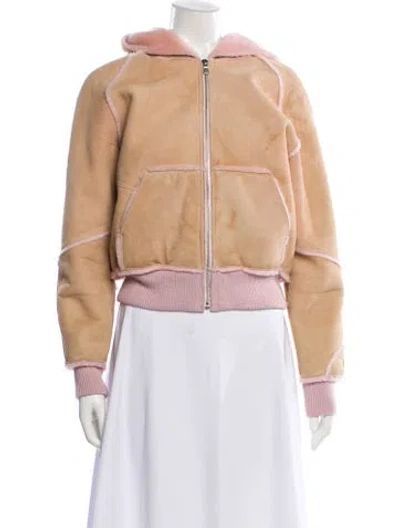 Pre-owned Ugg Leather Bomber Jacket In Neutral