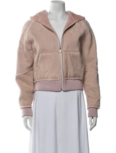 Pre-owned Ugg Leather Bomber Jacket In Pink