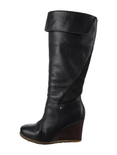 Pre-owned Ugg Leather Boots In Black