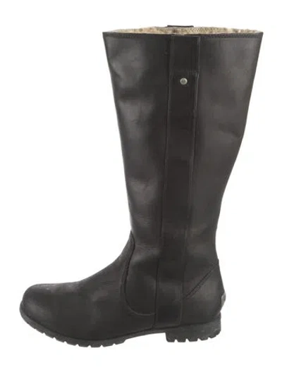 Pre-owned Ugg Leather Boots In Black