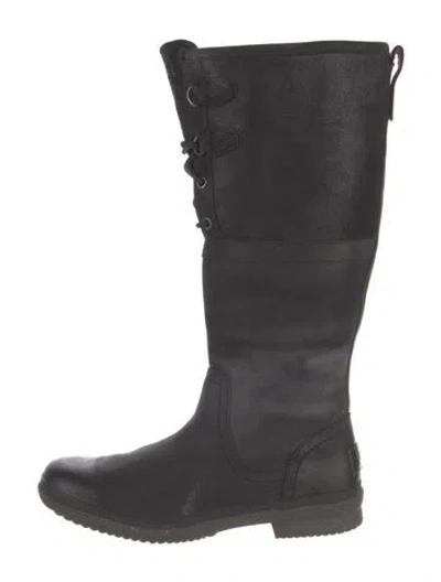 Pre-owned Ugg Leather Boots In Black