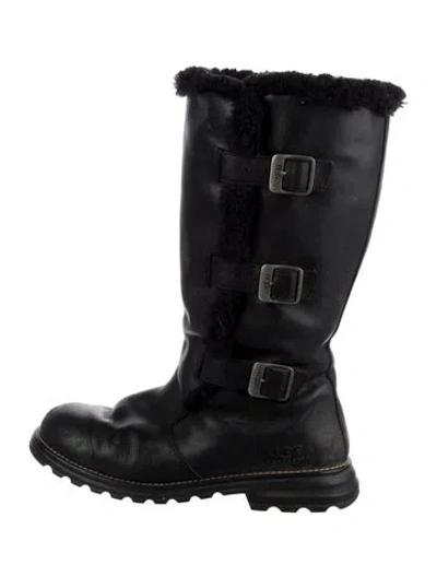 Pre-owned Ugg Leather Boots In Black