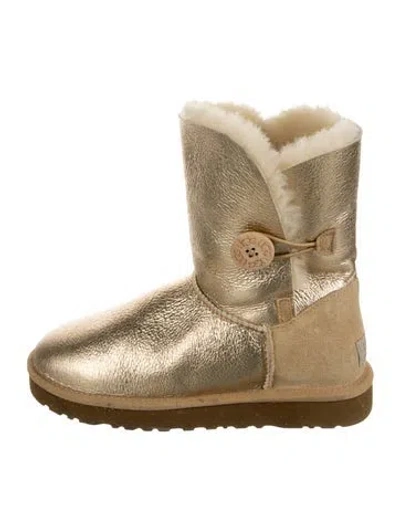 Pre-owned Ugg Leather Boots In Gold/metallic