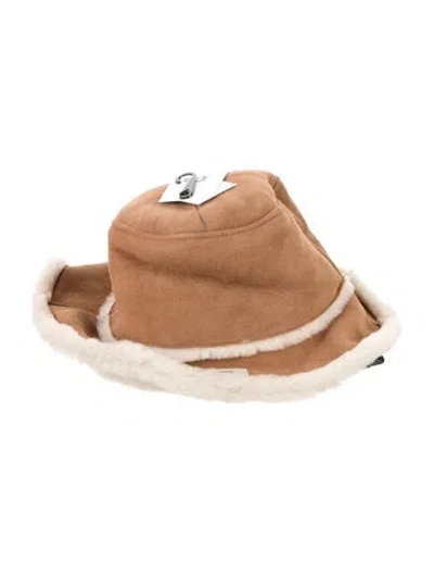 Pre-owned Ugg Leather Bucket Hat W/tags In Brown