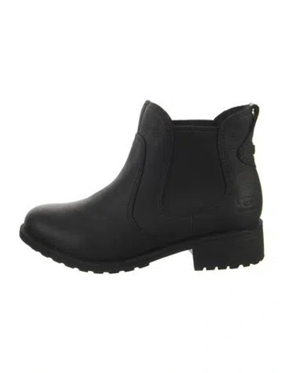 Pre-owned Ugg Leather Chelsea Boots In Black