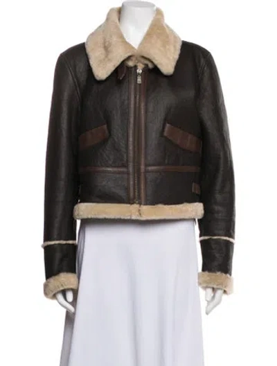 Pre-owned Ugg Leather Coat In Brown