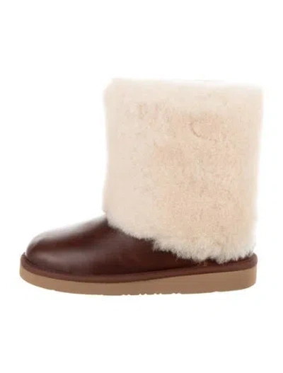 Pre-owned Ugg Leather Colorblock Pattern Boots In Brown