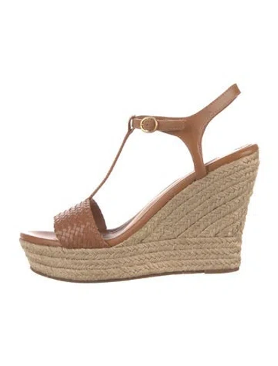 Pre-owned Ugg Leather Colorblock Pattern Espadrilles In Gold