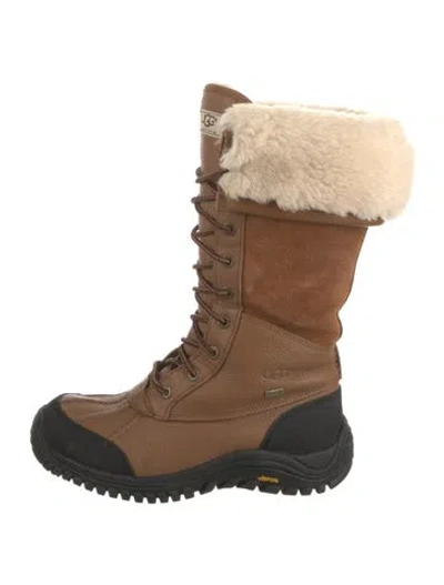 Pre-owned Ugg Leather Colorblock Pattern Lace-up Boots In Brown