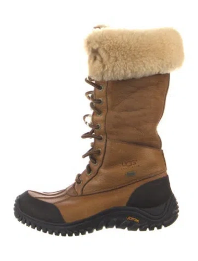 Pre-owned Ugg Leather Colorblock Pattern Lace-up Boots In Brown