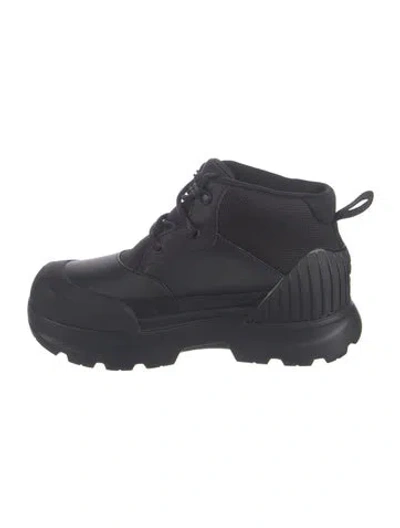 Pre-owned Ugg Leather Combat Boots In Black