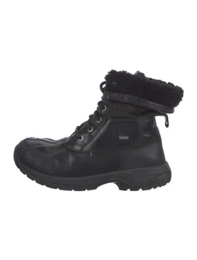 Pre-owned Ugg Leather Combat Boots In Blue