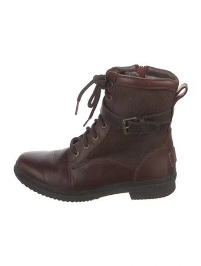 Pre-owned Ugg Leather Combat Boots In Brown