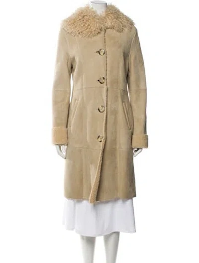Pre-owned Ugg Leather Faux Fur Coat In Neutral