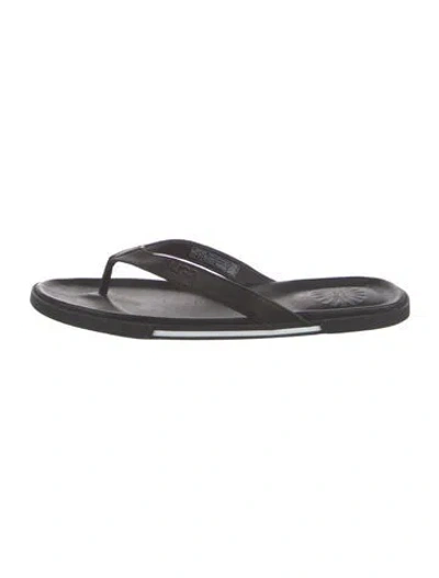 Pre-owned Ugg Leather Flip Flops In Black