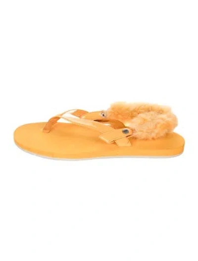Pre-owned Ugg Leather Flip Flops In Orange/yellow