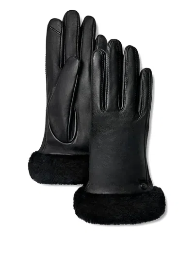 Ugg Leather Gloves In Black
