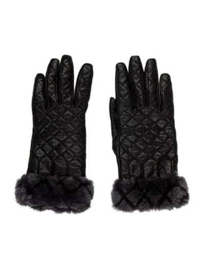 Pre-owned Ugg Leather Gloves In Black