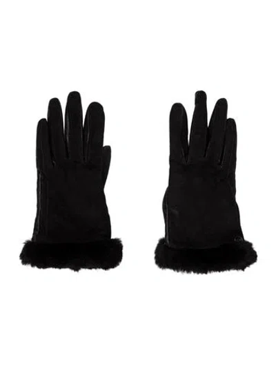 Pre-owned Ugg Leather Gloves In Black