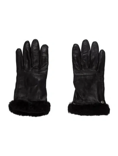 Pre-owned Ugg Leather Gloves In Black