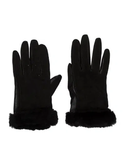 Pre-owned Ugg Leather Gloves In Black