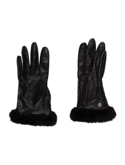 Pre-owned Ugg Leather Gloves In Black