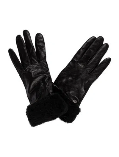 Pre-owned Ugg Leather Gloves In Black