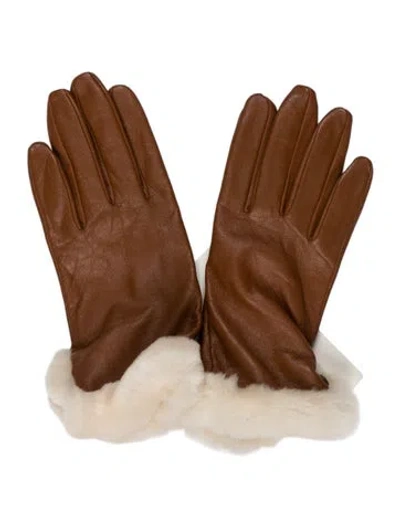 Pre-owned Ugg Leather Gloves In Brown