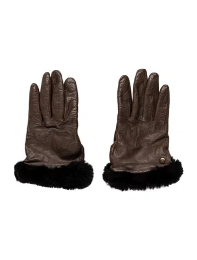 Pre-owned Ugg Leather Gloves In Brown