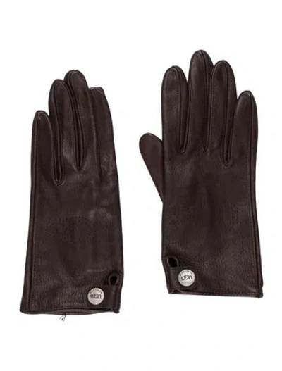 Pre-owned Ugg Leather Gloves In Brown