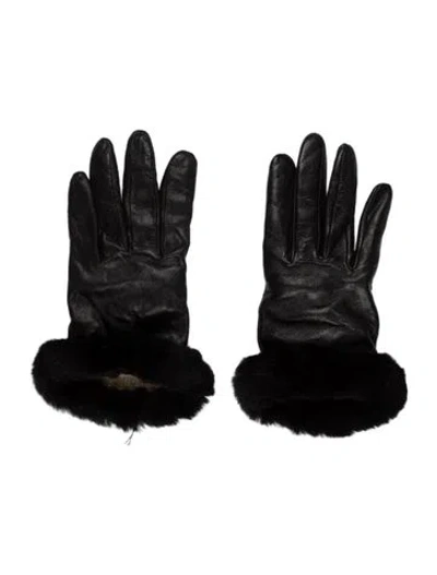 Pre-owned Ugg Leather Gloves W/tags In Black