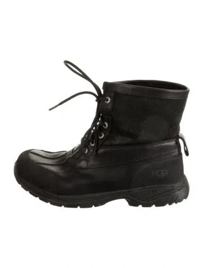 Pre-owned Ugg Leather Hiking Boots In Black