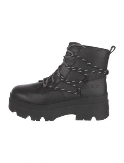 Pre-owned Ugg Leather Lace-up Boots In Black
