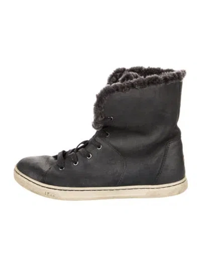 Pre-owned Ugg Leather Lace-up Boots In Blue