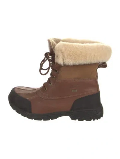 Pre-owned Ugg Leather Lace-up Boots In Brown
