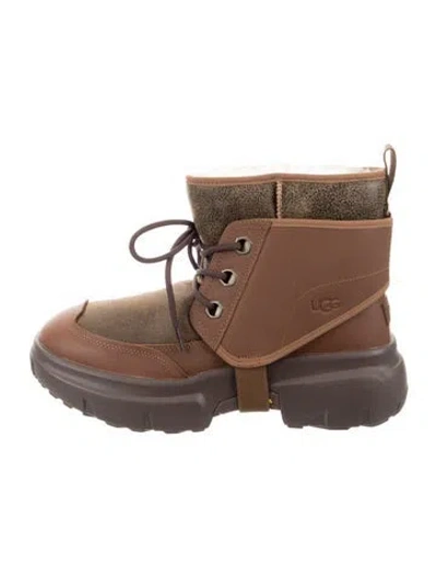 Pre-owned Ugg Leather Lace-up Boots In Brown