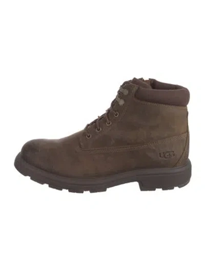 Pre-owned Ugg Leather Lace-up Boots In Brown