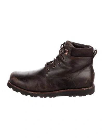 Pre-owned Ugg Leather Lace-up Boots In Brown