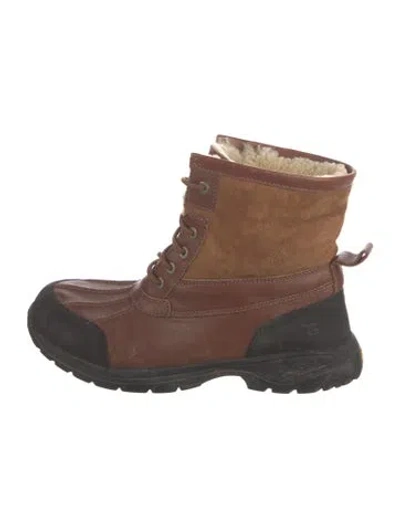 Pre-owned Ugg Leather Lace-up Boots In Brown
