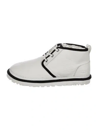 Pre-owned Ugg Leather Lace-up Boots In White