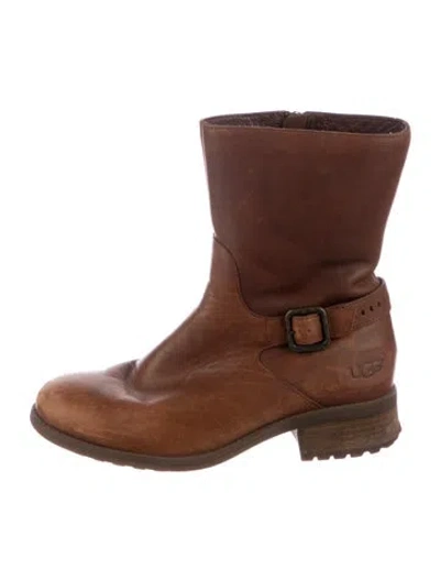 Pre-owned Ugg Leather Moto Boots In Multi