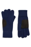 Ugg ® Leather Patch Knit Gloves In Blue