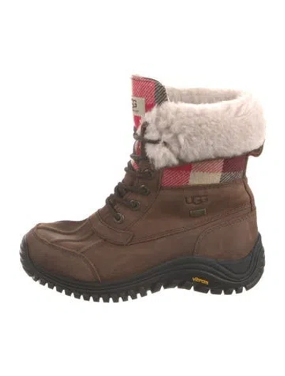 Pre-owned Ugg Leather Patterned Hiking Boots In Brown